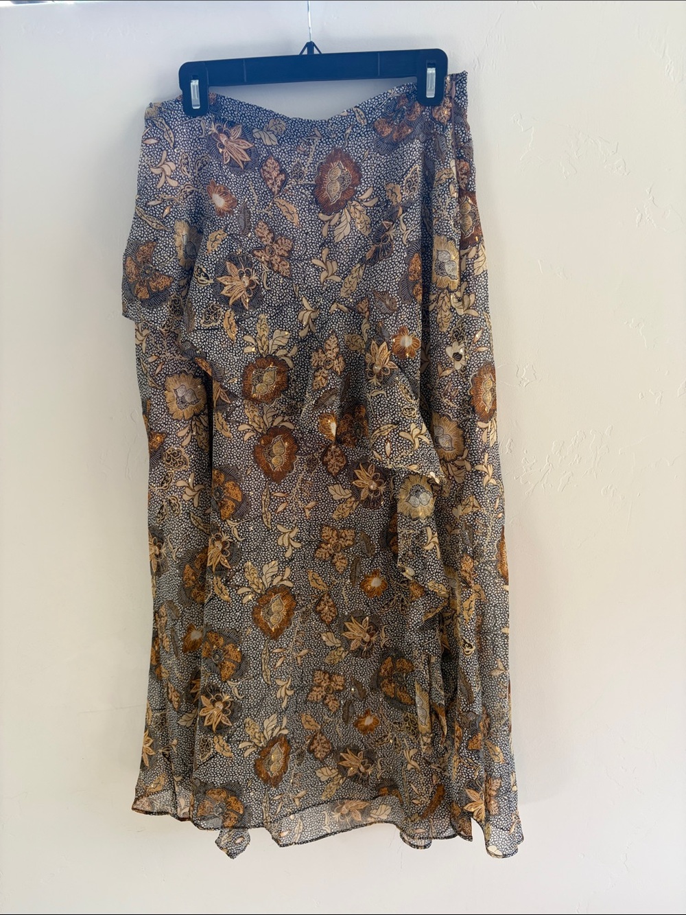 Floral Print Midi Skirt in Brown and Black - Dress Forum Los Angeles
